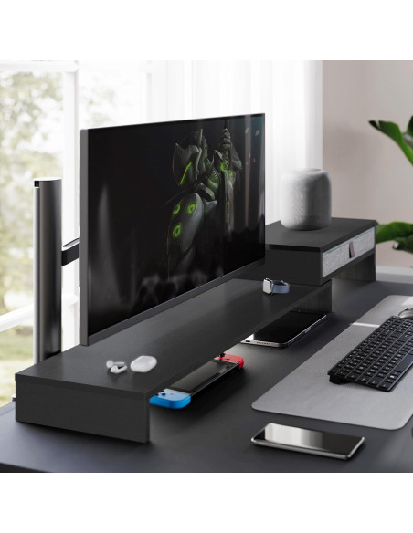 Soporte para Monitor Fenge Ajustable con Cajón Negro 2-3 Monitores
