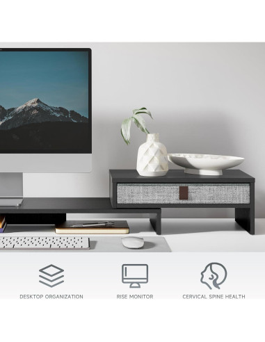 Soporte para Monitor Fenge Ajustable con Cajón Negro 2-3 Monitores