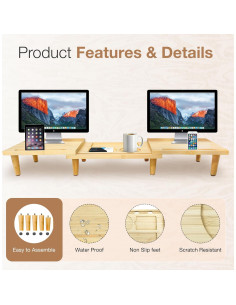 Soporte Doble Monitor Madera Sólida CeraScape Ajustable 60-91 cm 2