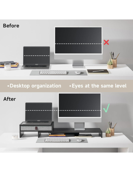 Soporte para Monitor Fenge Ajustable con Cajón Negro 2-3 Monitores