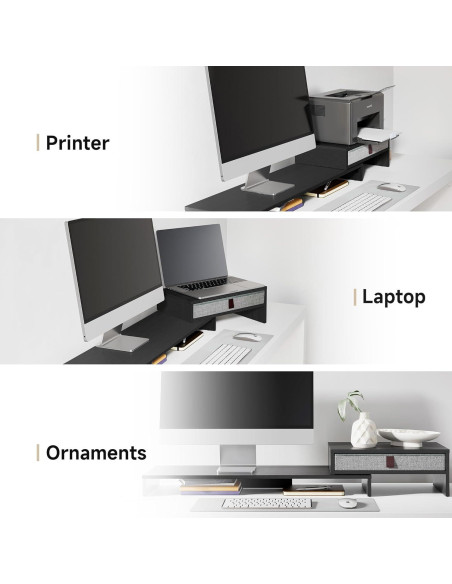 Soporte para Monitor Fenge Ajustable con Cajón Negro 2-3 Monitores