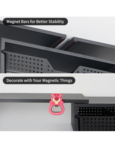 Soporte Doble Monitor LEKETREE con Cajón Organizador Negro