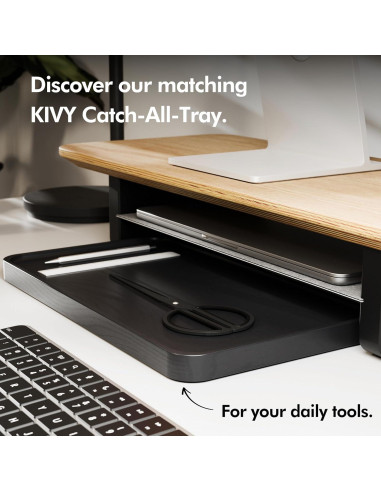 Soporte Doble para Monitor KIVY con Estante de Metal y Madera