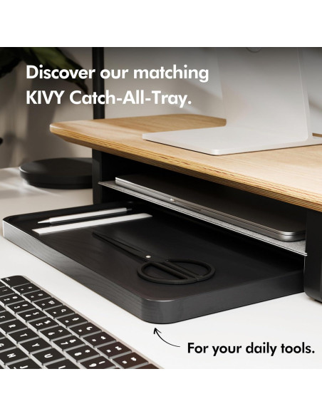 Soporte Doble para Monitor KIVY con Estante de Metal y Madera