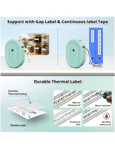 Impresora de Etiquetas Portátil NADAIIN N12 Bluetooth Verde