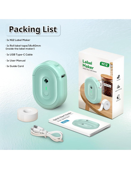 Impresora de Etiquetas Portátil NADAIIN N12 Bluetooth Verde