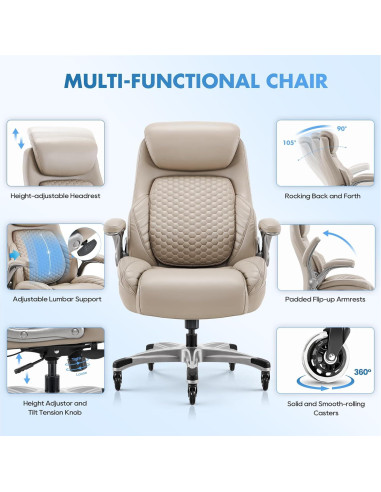 Silla de Oficina COLAMY VC-5276 Ergonómica Caqui con Soporte Lumbar