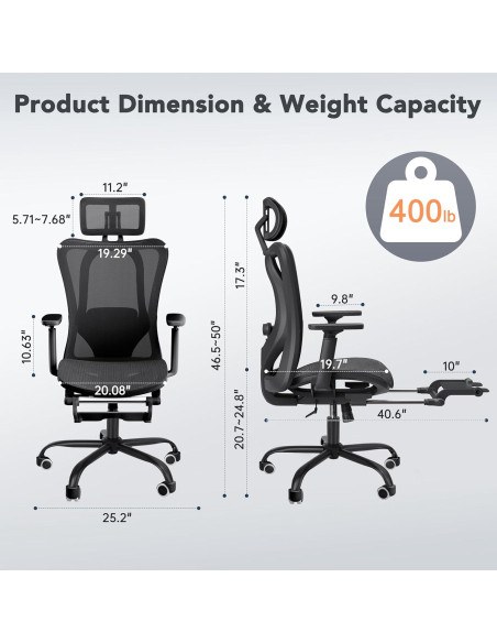 Silla de Oficina Ergonómica Decofy DC-OC01 con Soporte Lumbar