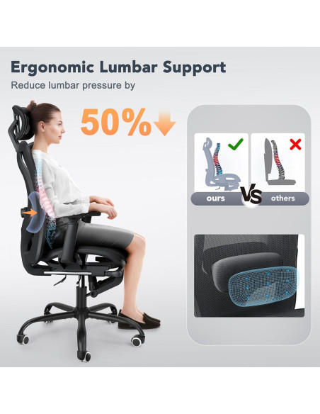 Silla de Oficina Ergonómica Decofy DC-OC01 con Soporte Lumbar