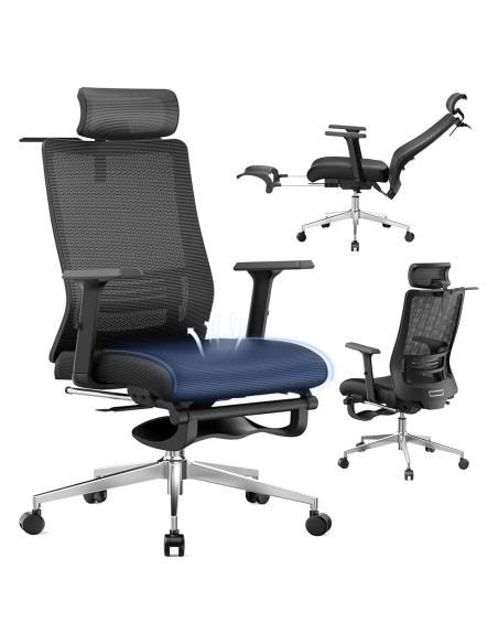 Silla de Oficina Ergonómica IZYUF ErgoLay-145 con Reposapiés