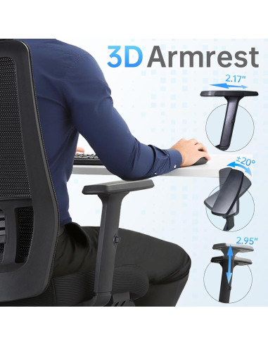 Silla de Oficina Ergonómica IZYUF ErgoLay-145 con Reposapiés