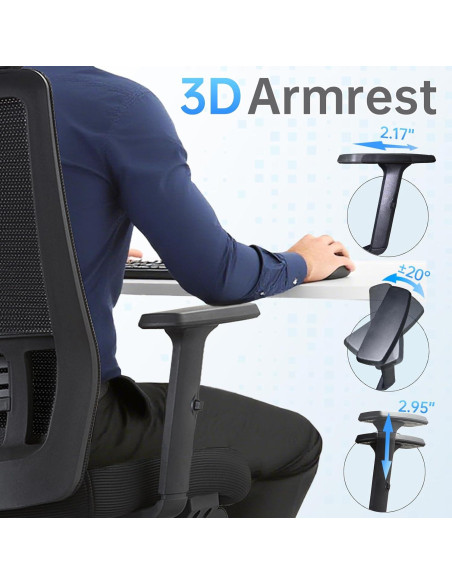 Silla de Oficina Ergonómica IZYUF ErgoLay-145 con Reposapiés