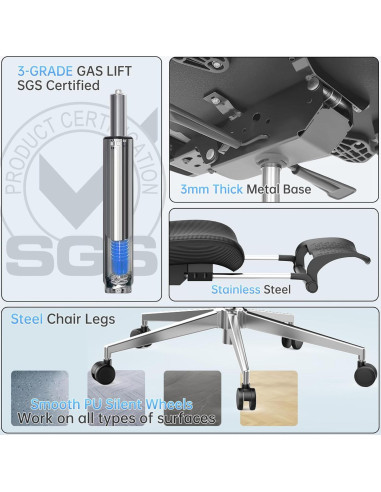 Silla de Oficina Ergonómica IZYUF ErgoLay-145 con Reposapiés