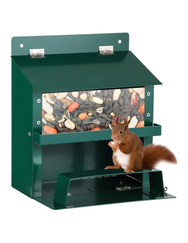 Comedero para Ardillas Anjetan con Techo Impermeable y Bandeja Extraíble