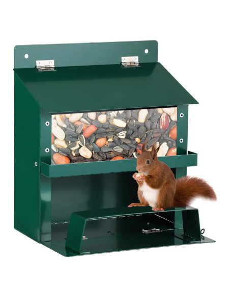 Comedero para Ardillas Anjetan con Techo Impermeable y Bandeja Extraíble