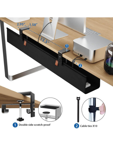 Organizador de Cables Zilink 76.2 cm Bajo Escritorio Sin Perforación