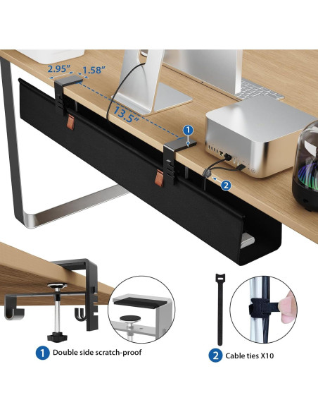 Organizador de Cables Zilink 76.2 cm Bajo Escritorio Sin Perforación