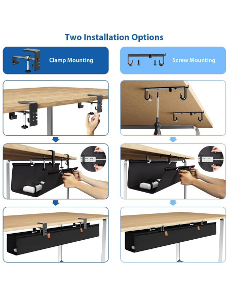 Organizador de Cables Zilink 76.2 cm Bajo Escritorio Sin Perforación
