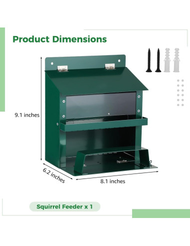 Comedero para Ardillas Anjetan con Techo Impermeable y Bandeja Extraíble