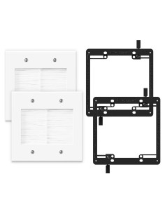 Placa de Pared Pasacables VCELINK 2 Gang Blanca con Cepillo