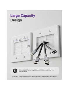 Placa de Pared Pasacables VCELINK 2 Gang Blanca con Cepillo 2