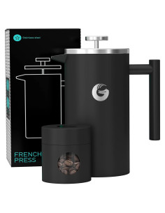 Cafetera Prensa Francesa Coffee Gator 1.4L Acero Inoxidable Negro