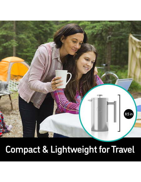 Cafetera Prensa Francesa Coffee Gator 1.4L Acero Inoxidable Negro