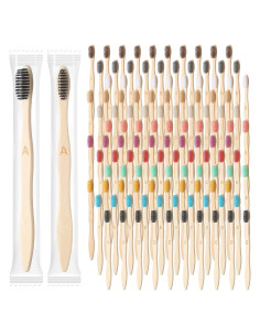 Cepillos de Dientes de Bambú Sieral - 120 Piezas Suaves 19cm