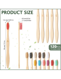 Cepillos de Dientes de Bambú Sieral - 120 Piezas Suaves 19cm 2
