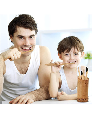 Cepillos de Dientes de Bambú Miresico - Paquete de 10 Medianos Ecológicos