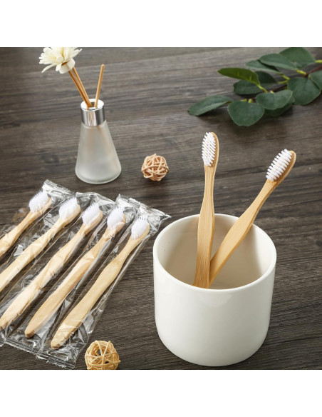 100 Cepillos de Dientes Desechables Sliner Prepasta Bambú