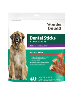 Palitos Dentales Sabor Carne Wonder Bound para Perros Grandes 40 Unidades
