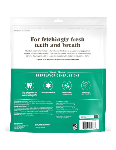 Palitos Dentales Sabor Carne Wonder Bound para Perros Grandes 40 Unidades