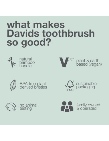 Cepillo de Dientes de Bambú Davids - Paquete de 3 Cerdas Suaves