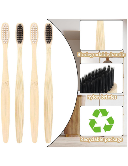 200 Cepillos de Dientes de Bambú Vesici Suaves para Adultos