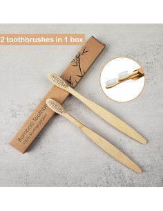 Cepillos de Dientes de Bambú SEVENHEAD 2 Pcs Cerdas Suaves 2