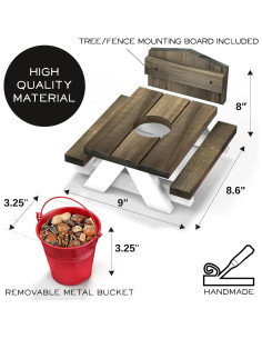 Mesa de Picnic para Ardillas Yoodie - Madera - 20x22x22 cm 2