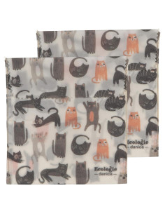Bolsa de Sándwich Reutilizable Ecologie Gatos 16.5x16.5 cm Set 2