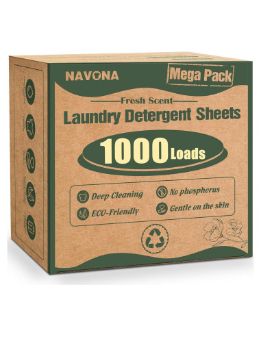 Hojas de Detergente Ecológicas Navona 1000 Cargas Fragancia Fresca
