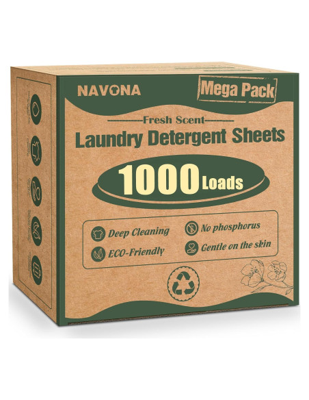 Hojas de Detergente Ecológicas Navona 1000 Cargas Fragancia Fresca