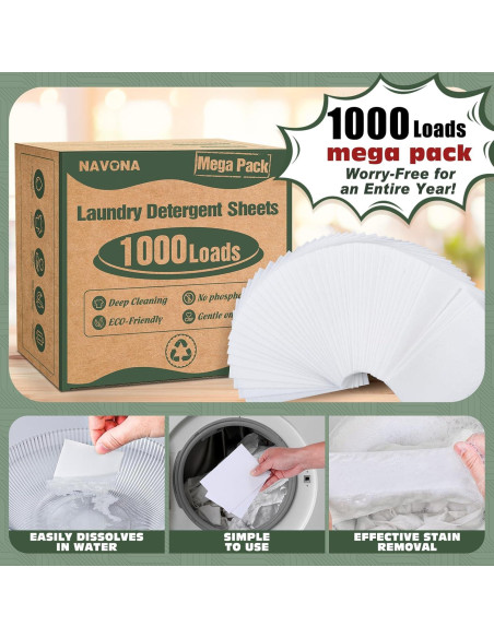 Hojas de Detergente Ecológicas Navona 1000 Cargas Fragancia Fresca