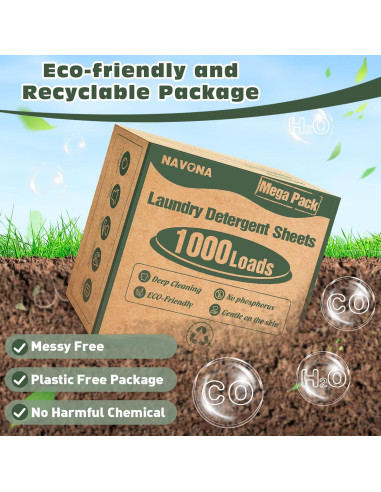 Hojas de Detergente Ecológicas Navona 1000 Cargas Fragancia Fresca
