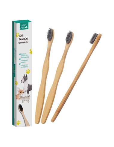 Juego de Cepillos de Dientes de Bambú H&H Pets - 3 Unidades