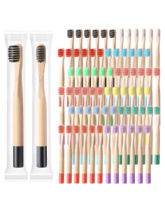 72 Cepillos de Dientes de Bambú para Niños - Purpeak 14.5 cm