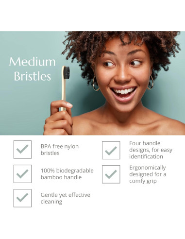 Cepillo de Dientes de Bambú Orgánico Wild & Stone - Medio