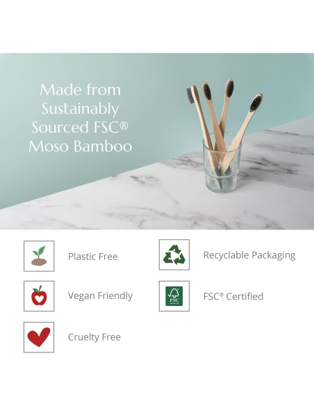 Cepillo de Dientes de Bambú Orgánico Wild & Stone - Medio