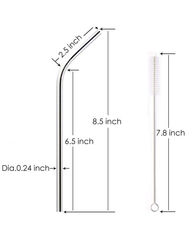 4 Pajitas de Acero Inoxidable Reutilizables RawNori 21.5cm
