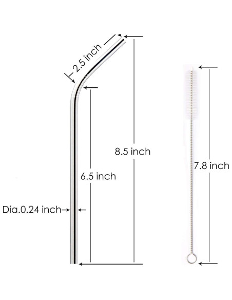 4 Pajitas de Acero Inoxidable Reutilizables RawNori 21.5cm