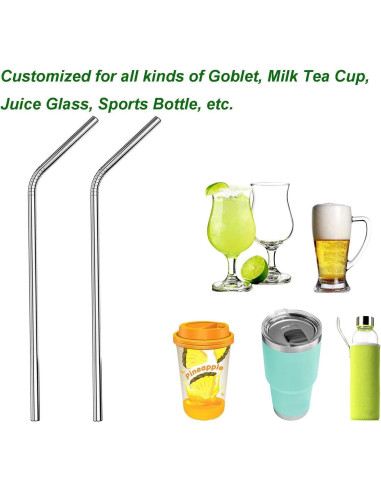 4 Pajitas de Acero Inoxidable Reutilizables RawNori 21.5cm