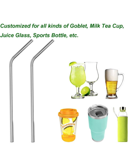 4 Pajitas de Acero Inoxidable Reutilizables RawNori 21.5cm